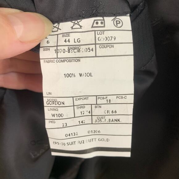 Jos A Bank Size 44L/39L Men's 2-Piece Suit Pants Sport Coat Blazer Jacket Black - Picture 15 of 16